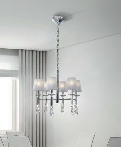 Lámpara colgante TIFFANY cromo 6+6 luces ambiente