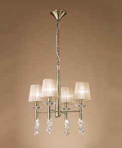 Lámpara pequeña cuero TIFFANY 4+4 luces
