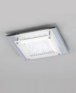 Plafón cuadrado cromo espejo pequeño CRYSTAL LED