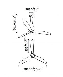 Ventilador de techo blanco brillo ETERFAN medidas