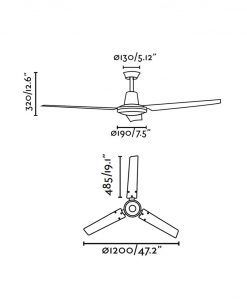 Ventilador de techo blanco ECO INDUS medidas