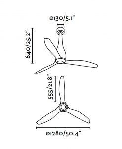 Ventilador de techo blanco mate ETERFAN medidas