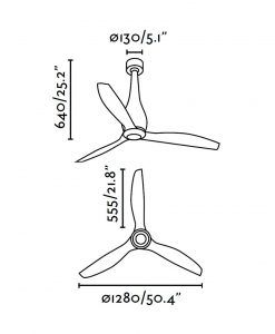 Ventilador de techo negro madera ETERFAN medidas