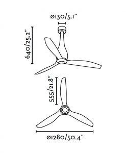 Ventilador de techo negro mate ETERFAN medidas