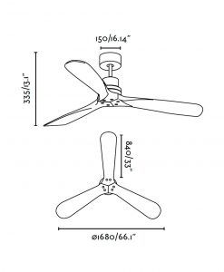 Ventilador de techo níquel LANTAU-G medidas