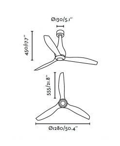Ventilador de techo blanco brillo MINI ETERFAN medidas