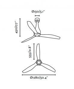 Ventilador de techo blanco mate MINI ETERFAN medidas