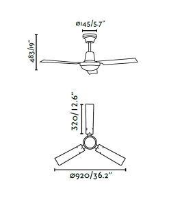 Ventilador de techo blanco MINI INDUS medidas
