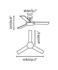 Ventilador de techo marrón MINI MALLORCA medidas