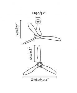 Ventilador de techo negro mate MINI ETERFAN medidas