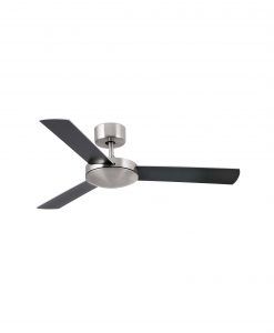 Ventilador de techo níquel MINI MALLORCA con las palas reversibles en acabado negro