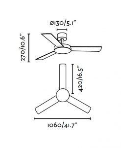 Ventilador de techo níquel MINI MALLORCA medidas