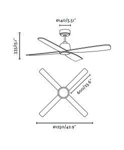 Ventilador de techo níquel MOLOKAI medidas