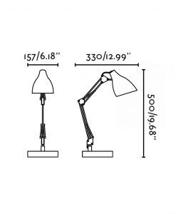Lámpara flexo blanca GRU medidas