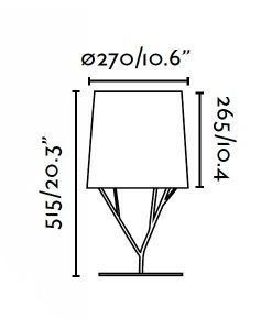 Lámpara de mesa negra TREE medidas