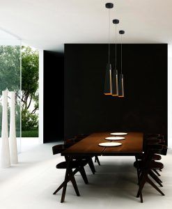 Lámpara de techo LED negra y oro PLUMA ambiente