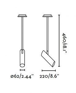 Lámpara de techo negra 1 luz LINK medidas
