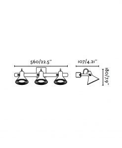 Medidas lámpara aplique níquel 3 luces CUP