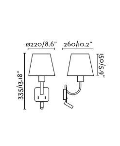 Medidas aplique con lector LED ESSENTIAL