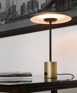 Lámpara de mesa oro satinado y negra HOSHI LED ambiente