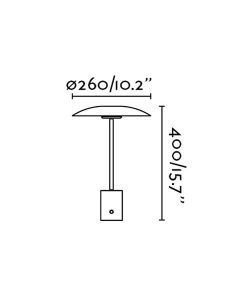 Medidas lámpara de mesa oro satinado y negra HOSHI LED