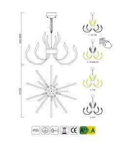 Medidas lámpara LED de diseño 103 cm VERSAILLES