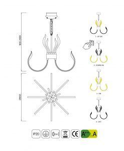 Medidas lámpara LED de diseño 85 cm VERSAILLES
