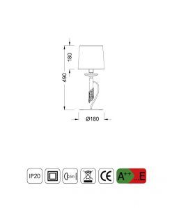Medidas sobremesa TIFFANY 1+1 luces