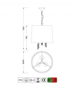 Medidas colgante grande TIFFANY 3+3 luces