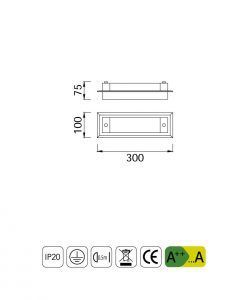 Medidas aplique plafón LED pequeño TUBE cromo cristal