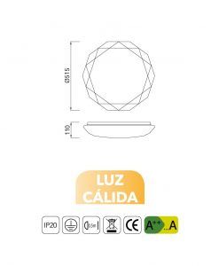 Medidas plafón LED 54W luz cálida DIAMANTE II