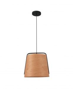 Lámpara comedor madera y negro STOOD detalle