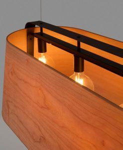 Lámpara lineal 5 luces madera y negro STOOD detalle 2
