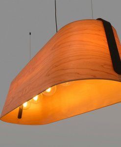 Lámpara lineal 5 luces madera y negro STOOD detalle