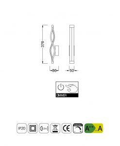 Medidas aplique dimable LED plata SAHARA