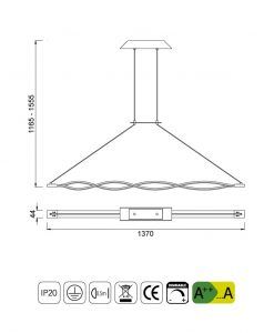 Medidas lámpara colgante grande LED dimmable plata SAHARA