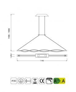 Medidas lámpara colgante LED dimmable forja SAHARA