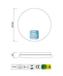 Medidas plafón pequeño luz fría LED ZERO II