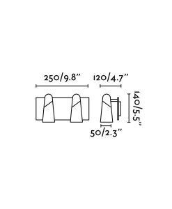 Medidas aplique dos luces minimalista blanco LAO LED
