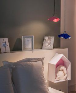 Lámpara colgante de piel azul HELGA LED ambiente