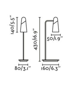 Lámpara de mesa minimalista negra LAO LED - Medidas nuevas