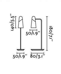 Medidas lámpara mesa minimalista blanca LAO LED