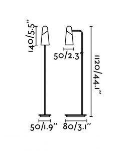 Medidas lámpara salón minimalista blanca LAO LED