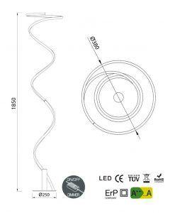 Medidas pie de salón minimalista HELIX LED