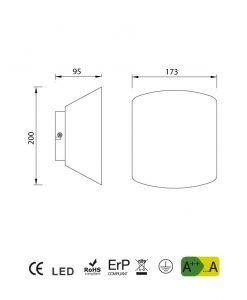 Medidas aplique de dormitorio blanca ASIMETRIC