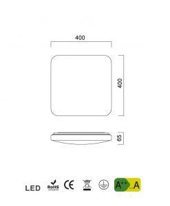 Medidas lámpara blanca iluminación cálida QUATRO II LED 40 cm