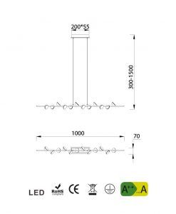 Medidas lámpara colgante lineal blanca ADN LED
