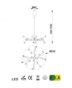 Medidas lámpara de comedor blanca ADN LED