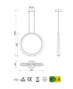 Medidas lámpara de techo blanca RING LED