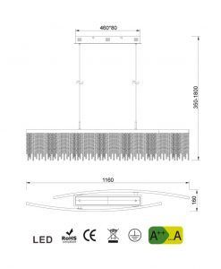 Medidas lámpara de techo lineal CINNA LED